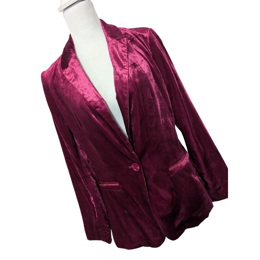 ANTHROPOLOGIE! RUBY RED CRUSHED VELVET, DECONSTRUCTED JACKET, BLAZER! SZ 6 - Picture 1 of 12
